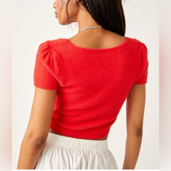 NWT Free people Keep Me Warm Crop Sweater XL 17” P2P + Red Pop - Picture 2 of 3